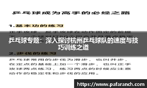 乒乓球专题：深入探讨杭州乒乓球队的速度与技巧训练之道